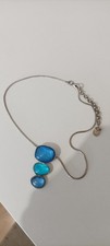  collier Vintage Skalli Paris bleu vintage cabochons design signé