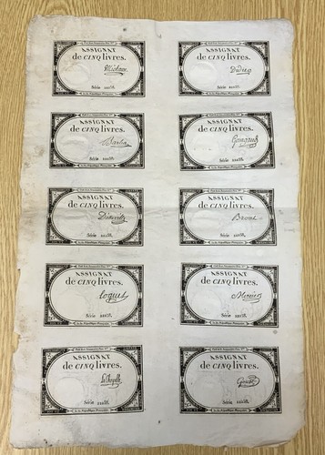 Planche assignats de - 10,