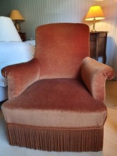 Fauteuil en velours marron très bon état
