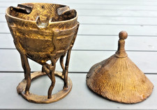 Art Africain - Cendrier métal  -  Case piloti - Laiton - Bronze -