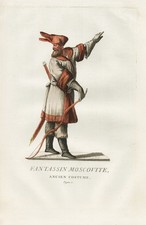 Costume De Soldat Russe Russie Aquatinta Gravure 1786