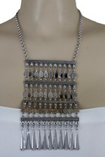 Femme Ancien Argent Métal Ethnique Mode Rétro Bijoux Collier Eau Goutte