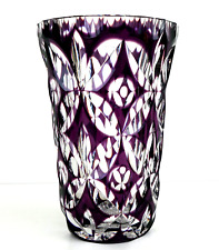 SAINT LOUIS - Grand Vase en Cristal Doublé Améthyste Richement Taillé