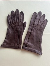 Paire de gants vintage femme peau fine marron  ( K 56)