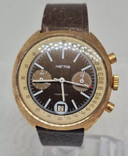RARE ANCIENNE MONTRE HERMA MÉCANIQUE VALJOUX CHRONOGRAPHE PLAQUÉE OR SWISS MADE