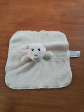 Doudou Tomawak Éditions Mouton Agneau Beige Crème Blanc Plat Carré nez rose