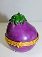 Vintage Porcelaine à Charnières Bibelot Boîte Aubergine