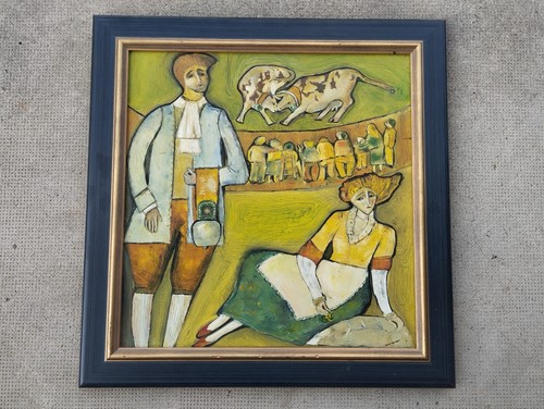 Tableau peinture combat vaches - tableau,
