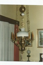 Grande Suspension en Bronze ciselé Vasque Opaline blanche (19 ème siècle) 