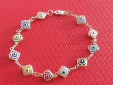 Magnifique bracelet chaîne vintage en argent sterling 925 multicolore...