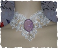 Collier Victorien /Dentelle De Venise / Camée Portrait/Bijoux Fait Mains