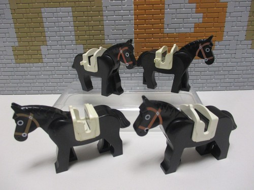 D10 lego chevaux noirs - 4x,