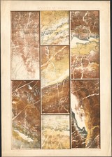 1890 Grande lithographie Modèles de marbres Abstraction Décoration Art nouveau