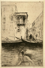 Rio Foscari Venise GRAVURE Eau Forte EDGAR CHAHINE ITalie XX°