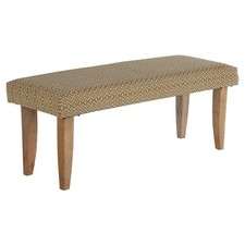 Banc banquette de lit moderne pieds en bois revêtement en tissu beige/gold 120cm
