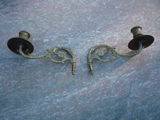 2 anciens bras bougeoirs de piano mural appliques  bronze chandeliers