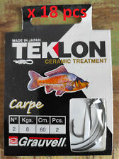 Lot de 18 paquets de 02 Hameçons N°2 montés GRAUVELL carpe Teklon coup PECHE