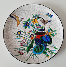 Assiette emaux décor oiseaux