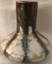 LIMOGES F CHAUFRIASSE. VASE PORCELAINE COULÉE POLYCHROME dlg de THARAUD