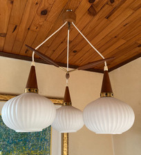 Suspension 3 feux teck verre