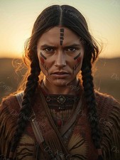 Photo A4 Lakota Sioux – portrait guerrière regard intense – 1242