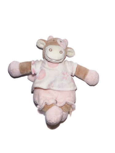 Doudou vache blanc rose lola - vache,