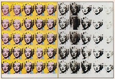 Carte CARD 10x15cm TABLEAU PEINTRE ANDY WARHOL MARILYN MONROE texte au verso