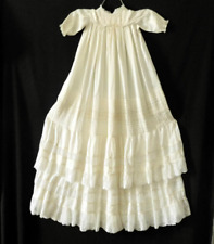 Heirloom Antique Victorian Christening Gown in Silk with Hand Embroidery