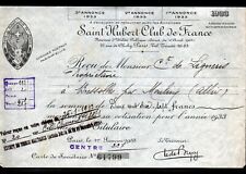 PARIS (IX°) IMPRIMERIE / REVUES de CHASSE "SAINT-HUBERT-CLUB DE FRANCE" en 1933