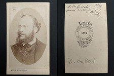 Xavier de Reul, romancier et géologue, Bruxelles, 1872 CDV Vintage albumen print