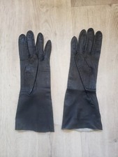 Christian DIOR Paire gants Vintage Noirs Longs Soirée Cuir Taille S 6,5 Pochette