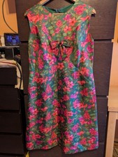 La Robe Florale En Soie "Le Signe De Paris"42-44 Vintage Années 50.