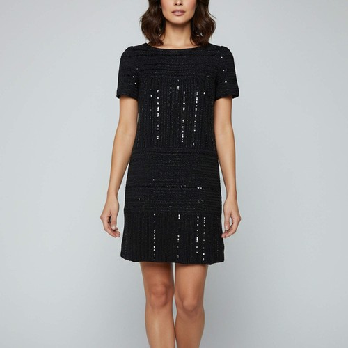 Mini robe noire rayée - , en