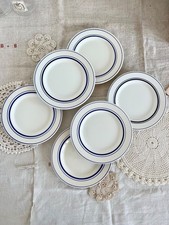 6 assiettes à dessert vintage style bistrot porcelaine bleue et blanche