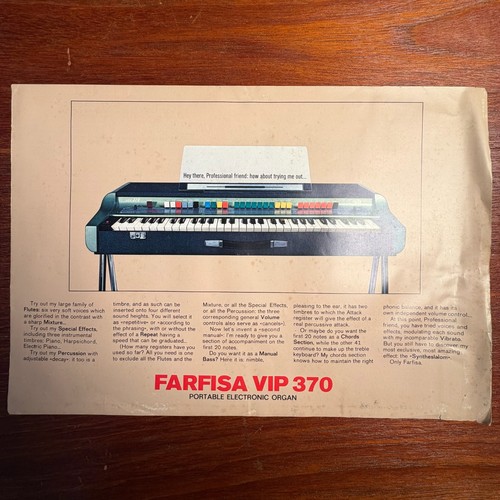 Vintage farfisa vip 370 - farfisa, vip-370
