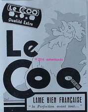PUBLICITE LE COQ LAME DE RASOIR FRANCAISE DESSIN SIGNE EREL DE 1929 FRENCH AD