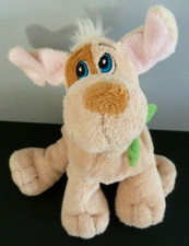 166. DOUDOU PELUCHE GIPSY CHIEN QUI ABOIE CRU BEIGE FOULARD VERT 17cm EXCEL ETAT