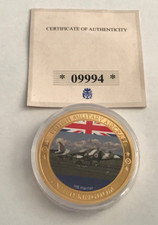Médaille De Preuve D'Avion Militaire Britannique HS Harrier 24 Carats Plaquée Or