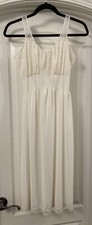Vintage Full Slip Womens Off White Nylon Floral Lace Trim Prairie No size Tag, S