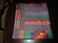 rideau tenture imprimé ethnique orange/vert/violine/doré 123x143cm