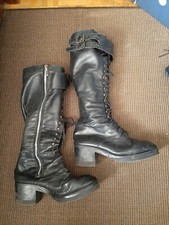 bottes femme cuir noir lacets boucles 41 plateforme