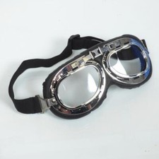Lunette aviateur chromé et noir look rétro vintage pour casque bol jet moto ou