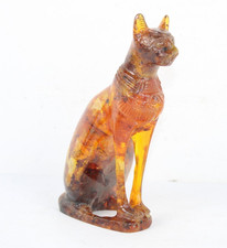 RARE ANCIENNE STATUE EGYPTIENNE ANTIQUE Bastet Cat Bastet pierre ambre...