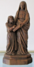 Ancienne statuette Sainte Anne vierge Marie  plâtre patine brune signée 19 ème