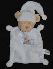 🐻Doudou plat ours bleu clair fenetre lune étoile SIMBA TOYS NICOTOY bonnet TTBE