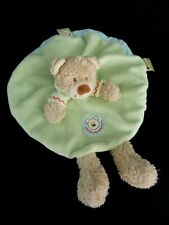 4. DOUDOU PLAT ROND NICOTOY KIABI OURS CAPUCHE VERT BLEU BEIGE ECRU INDIEN TTBE