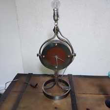 Lampe horloge  en fer forgé cuir Jean-Pierre Ryckaert 1970's pendule clock