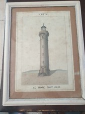 AQUARELLE ANCIENNE SETE LE PHARE SAINT LOUIS DATEE DE 1918 OLD DRAWING DESSIN 