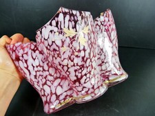 Vase évasé verre marbré rose et blanc XIX° décor émaillé fleurs Legras / Gallé ?