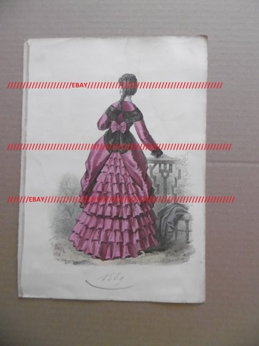 Dessin mode daté 1869 - de, de